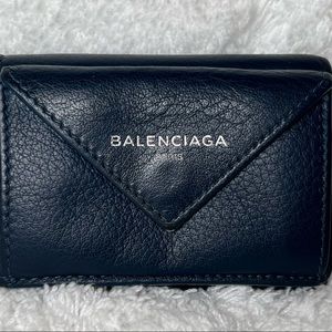 Balenciaga Mini Wallet Navy Blue Leather Authentic Pre-Owned